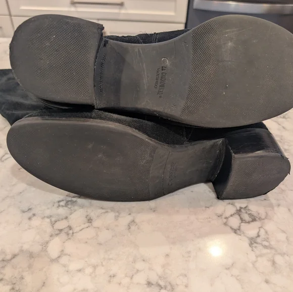 Vintage La CANADIENNE 🇨🇦 Black Waterproof Suede Knee High Stacked Heel Boots - Picture 8 of 9